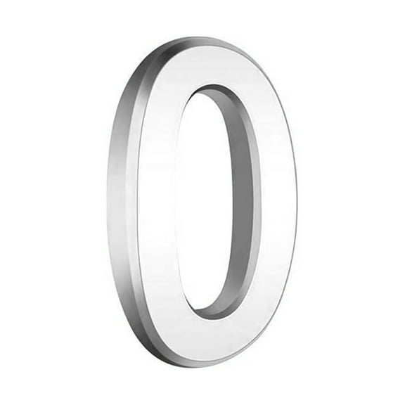 DefiDgd 3inch Self Adhesive House Numbers,3D Design Silver Numbers for Apartments, Houses,Rooms,Offices,Cars,Trucks Number Signs(Number0)