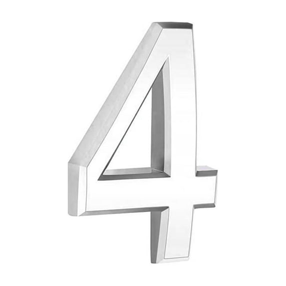 DefiDgd 3inch Self Adhesive House Numbers,3D Design Silver Numbers for Apartments, Houses,Rooms,Offices,Cars,Trucks Number Signs(Number4)