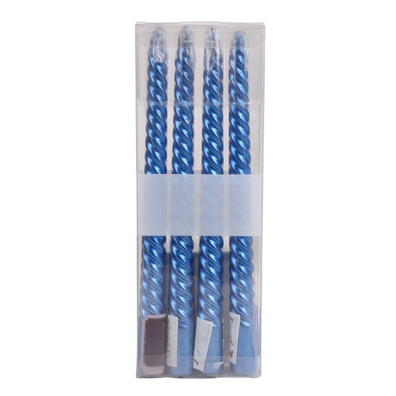 DefiDgd 4pcs 10inch Spiral Tapered Candles Tall Candle for Christmas Valentine's Day Dinner Party Brithday Wedding Home Decoration(Blue)