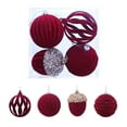 thumbnail image 1 of DefiDgd 4pcs 3.15inch Christmas Red Velvet Balls Christmas Tree Hanging Decoration,Flocked Xmas Tree Ball Ornaments,Shatterproof Xmas Tree Ball for Party Holiday Wedding Home Decor(A), 1 of 9