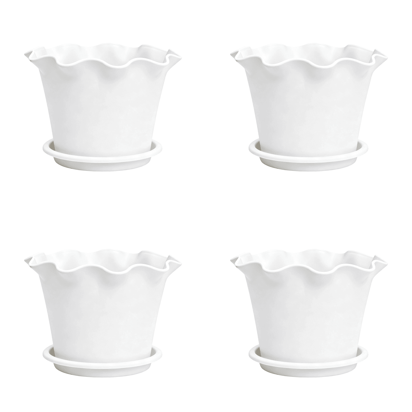 Plastic Ruffle Tray DefiDgd 4pcs Ruffled Edge Plastic Flower Pot with Drainage Holes and ...