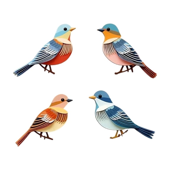 DefiDgd 4pcs Wooden 2D Flat Hanging Bird String Hanging Pendant,Colorful Flat Tropical Bird Statue for Summer Party Tree Wall Window Hanging Decoration Supplies(C)