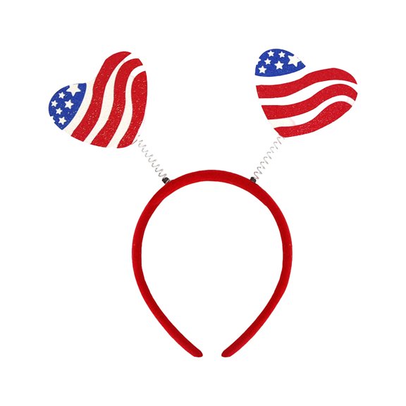DefiDgd 4th of July Headband,Red White Blue Glitter Hair Hoop,Independence Day Hair Accessories for Memorial Day USA Themed Parade Party Supplies(Heart)