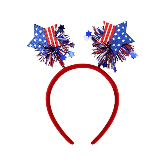 DefiDgd 4th of July Headband,Red White Blue Glitter Hair Hoop,Independence Day Hair Accessories for Memorial Day USA Themed Parade Party Supplies(Star with Sequin)