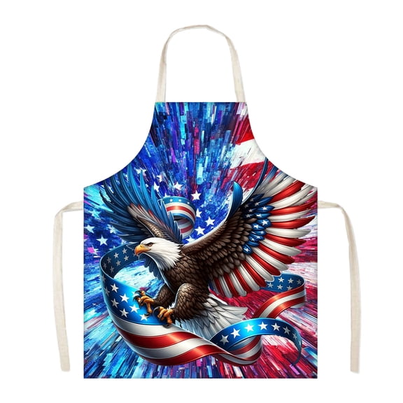DefiDgd 4th of July Rustic Kitchen Apron,Vintage American Flag Style Red Blue and White Patriotic Apron for Men Women,Home Kitchen Cooking Gardening Baking BBQ Apron(B)