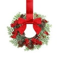 thumbnail image 1 of DefiDgd 5.91inch DefiDgd Christmas Mini Kitchen Cabinet Wreaths with Red Ribbon Bows and Berries,Mini Christmas Wreath for Window Front Door Farmhouse Wall Xmas Decoration(F), 1 of 1