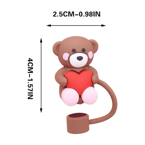 DefiDgd 5Pcs Valentine's Day Straw Covers,Love Shaped Cap Toppers Reusable Portable Dustproof Straw Toppers Drinking for Party Cup Accessories Decorations(B)