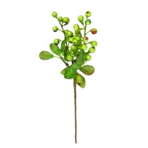 DefiDgd 5pcs 9inch Faux Berry Stems Branches,Fake Berry Picks with Green Leaves,Fake Short Branch Fruit Flowers for Wedding Bridal Banquet Home Office Christmas Party Decorations(Green)