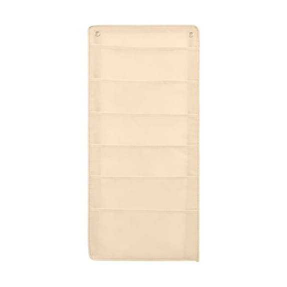 DefiDgd 6 Layers Wall Hanging File Organizer,Beige Fabric Vertical Document Storage Bag for Home Office Classroom Mail Document Notebook Stationery Storage Decor(Beige-M)