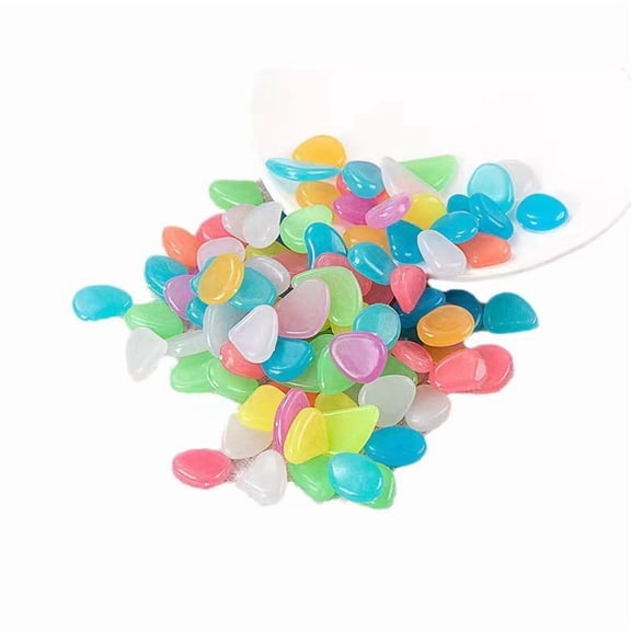 DefiDgd 600pcs Multicolor Glow In The Dark Faux Pebble Stones,Luminous Small Decorative Rocks for Aquarium Fish Tank Planter Pot Garden Path Lawn Yard Outdoor Indoor Home Ornament(B)