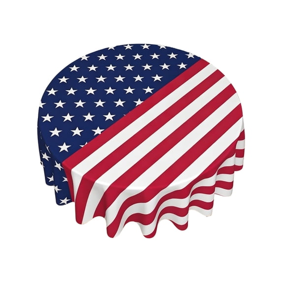 DefiDgd 60inch Round Independence Day American Flag Plastic Tablecloth,Disposable Patriotic Star Table Cloths for 4th of July Indoor Outdoor Party Tabletop Decoration(G)