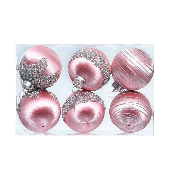 DefiDgd 6pcs 2.36in Christmas Tree Velvet Balls Ornaments Decoration,Colorful Knitted Hanging Decorations,Shatterproof Christmas Balls Shiny and Finishes Ball for Xmas Fireplace Home Decor(Pink)