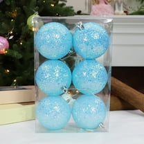 DefiDgd 6pcs 2.36inch Christmas Balls Ornament,Solid Color Glitter Balls Charistmas Tree Hanging Balls,for Porch Lawn Yard Holiday Party Decoration(Blue)