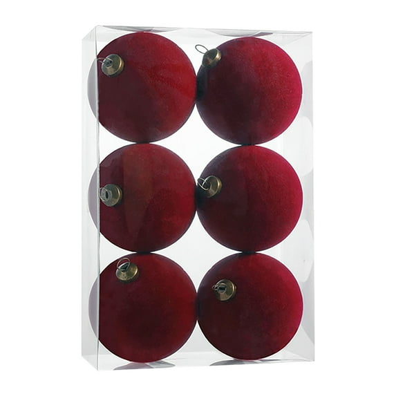 DefiDgd 6pcs 3.15inch Christmas Velvet Balls Pendant Christmas Tree Ornaments,Xmas Balls Decorative Hanging Ornaments,or Party Christmas Tree Decor Shower Christmas Decorations(Red#1)