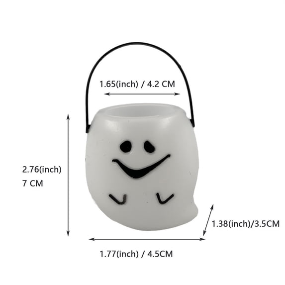 DefiDgd 6pcs Halloween Pumpkin Bucket Candy Bucket with Handle,Small Plastic Pumpkin Ghost Bucket For Halloween Party Supplies(D)