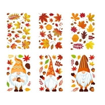 DefiDgd 6pcs Thanksgiving Fall Window Stickers Decoration,Fall Leaves Pumpkin Turkey Window Stickers for Fall Thanksgiving Home Holiday Party Store Glass Decoration(C)