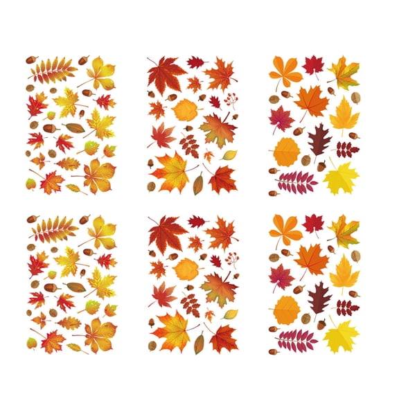DefiDgd 6pcs Thanksgiving Fall Window Stickers Decoration,Fall Leaves Pumpkin Turkey Window Stickers for Fall Thanksgiving Home Holiday Party Store Glass Decoration(B)