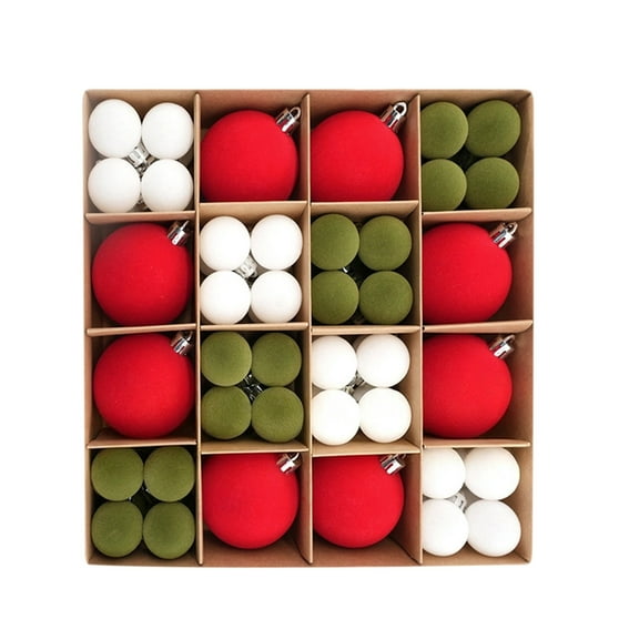 DefiDgd 72pcs Velvet Christmas Balls Ornaments Set,2 Size Mix Color Flocked Ornaments,Shatterproof Christmas Balls for Xmas Tree Holiday Wedding Party(A)