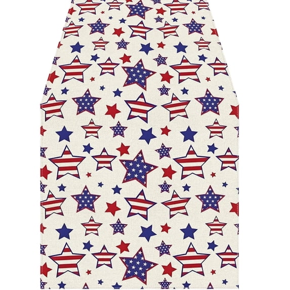 DefiDgd 72x13inch Patriotic Table Runner,4th of July Embroidered Flower Heart Star Table Flag,Vintage Farmhouse Decor for Festival Anniversary Party Kitchen Dinner Tabletop Supplies(G)