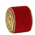 thumbnail image 1 of DefiDgd 78.7x2.6inch Velvet Wired Ribbon,Golden Edge Flocking Ribbon For Gift Wrapping Christmas Tree Decoration Wreaths Bow Supplies(Red), 1 of 5
