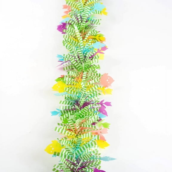 DefiDgd 79inch Easter Tinsel Garlands,Colorful Fringe Garland with Eggs Hanging Ribbon Garland for Home Door Wall Fireplace Holiday Party Decorations Supplies