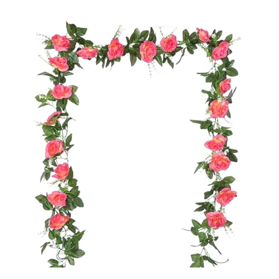 DefiDgd 86.6inch Faux Rose Garland Vine Hanging Decoration,for Room Party Home Wedding Birthday Christmas Valentine's Day Wall Arch Decor(Watermelon Red)