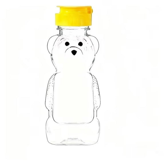DefiDgd 8oz Plastic Honey Bear Shaped Bottles,Clear Empty Containers,Honey Jars with Flip Top Lid, Juice Bottle Squeeze Bottles for Party Syrup Sauce Juice Storing and Dispensing