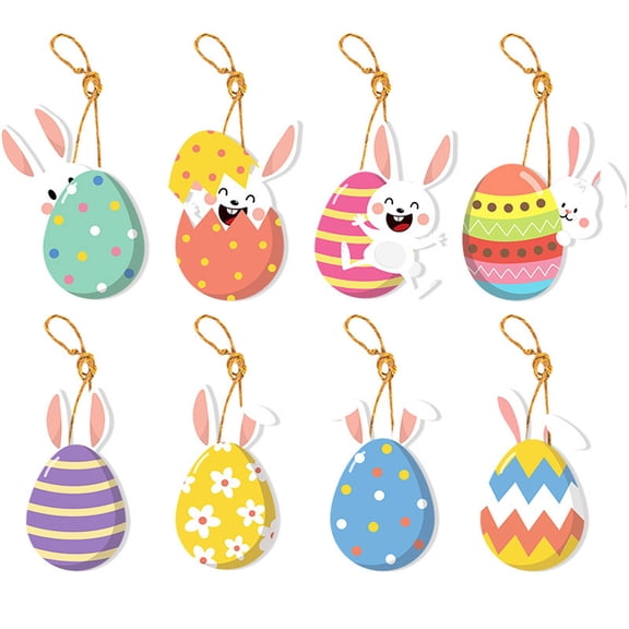 DefiDgd 8pcs Easter Spring Paper Ornaments,Colorful Bunny Egg Hanging Decor for Tree Easter Party Classroom Home Decor(A)