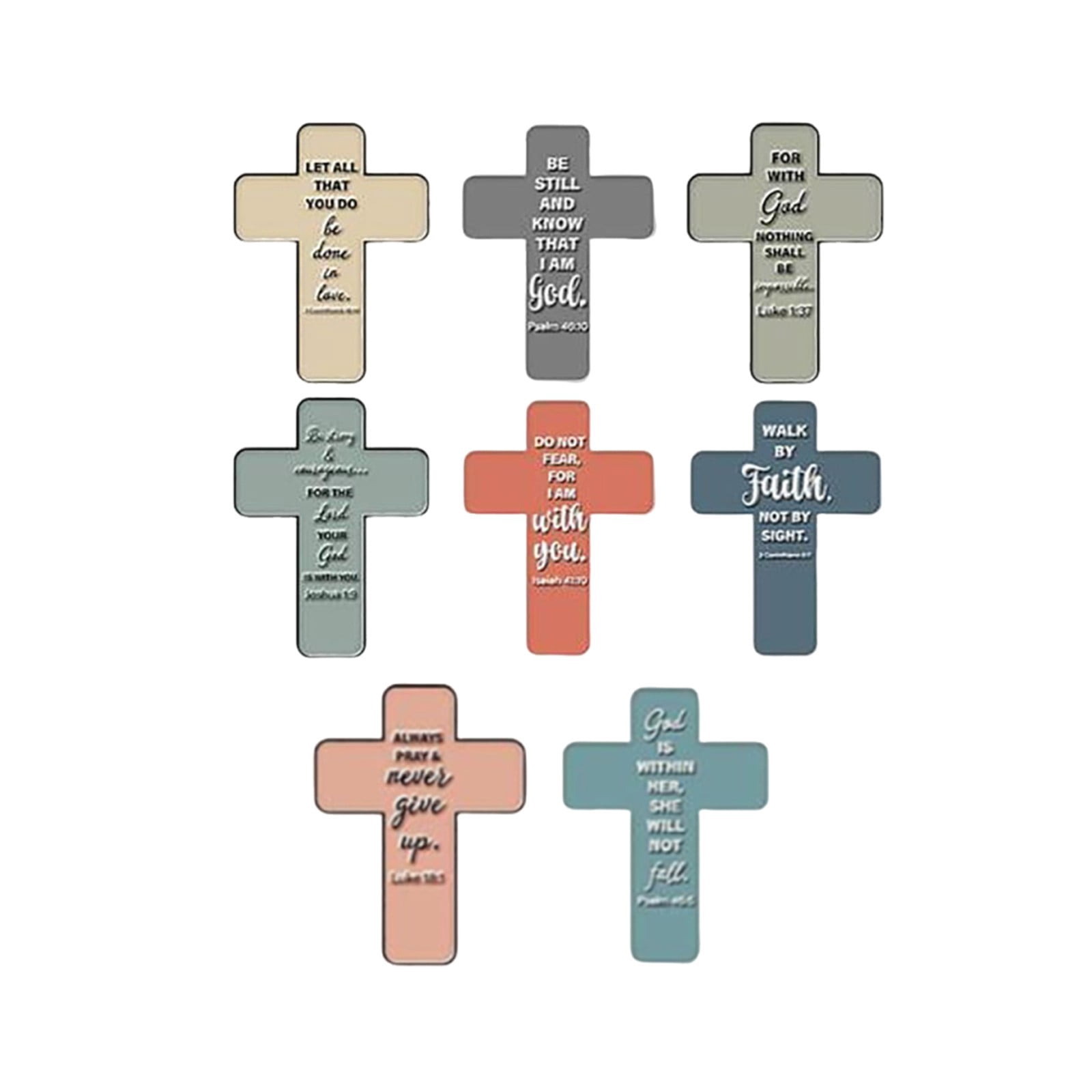 DefiDgd 8pcs Metal Christian Bible Verse Pins,Cross Shped Colorful ...