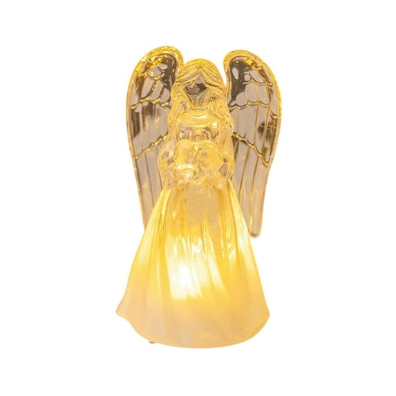 DefiDgd 9inch Christmas Angle Night Light Table Decorations,Lighted Battery Operated Plastic Angle Figurines for Xmas Table Centerpiece Holiday Party Home Decor(C)