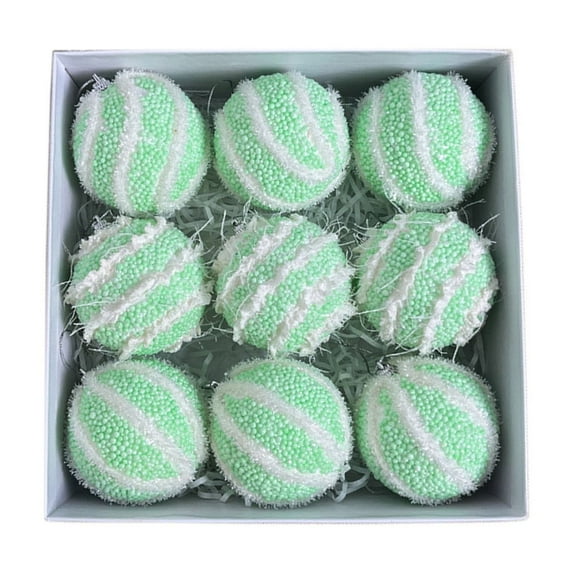 DefiDgd 9pcs 3.15inch Christmas Green Velvet Balls Christmas Tree Hanging Decoration,Flocked Xmas Tree Ball Ornaments,Shatterproof Xmas Tree Ball for Party Holiday Wedding Home Decor(C)