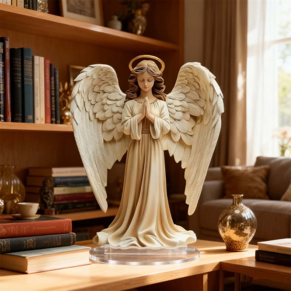 DefiDgd Angel Statue Indoor Table Ornament,2D Flat Praying Angel Sculpture for Living room Home Office Desk Decor
