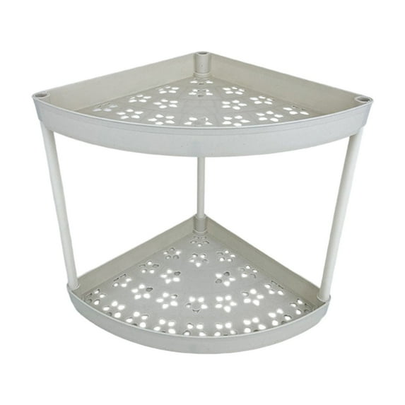 DefiDgd Bathroom Standing Shelf,Double Tier Free-Standing Shelf Units,Open Floor Shelves,Corner Shelf Stand for Small Space,Bathroom Kitchen Vanity Organizer Shelf(White)