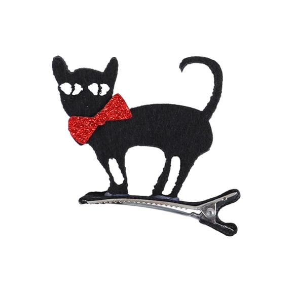 DefiDgd Black Cat Felt Hair Clip with Sequin,Non-Slip Hair Barrette Accessory for Halloween Theme Birthday Party Holiday Event Daily Hair Styling Decoration(B)