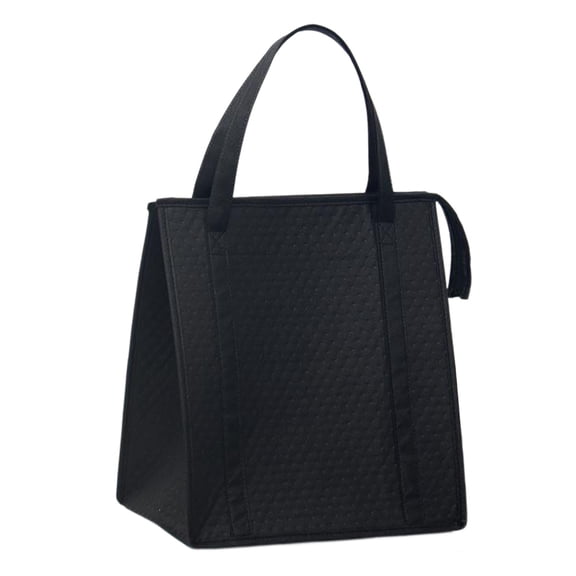 DefiDgd Black Insulated Tote Shopping Bag,Thermal Retention Carry Bag Zipper Closure Reusable Handheld Grocery Bag for Grocery Shopping Picnic Camping Food Storage Daily Use
