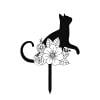 DefiDgd Black Metal Cat Garden Stakes,Floral Cutout Cat Silhouette Yard Sign,Waterproof Wrought Iron Plug-in Outdoor Stake for Lawn Patio Flower Bed Garden Home Decoration(B)