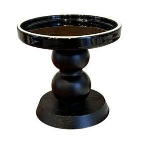 DefiDgd Black Small Candlestick Display Riser,Rustic Small Candle Pedestal Stands,Ceramic Tray Holder for Candle,Home Dinner Table Birthday Party Decoration