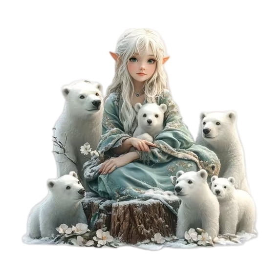 DefiDgd Bohemian Fairy and Bear Table Standing Ornament,2D Acrylic Sign with Base for Home Office Tabletop Centerpiece Decor,Ideal Gift for Friends Lovers Family(C)