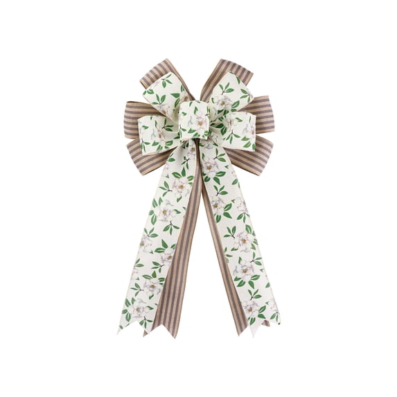 DefiDgd Buffalo Plaid Wired Edge Ribbon Bow,Wavy Pattern Burlap Fabric Craft Bow for Spring Holiday Party Tree Gift Wrapping Wreath Arrangement Decoration(White)