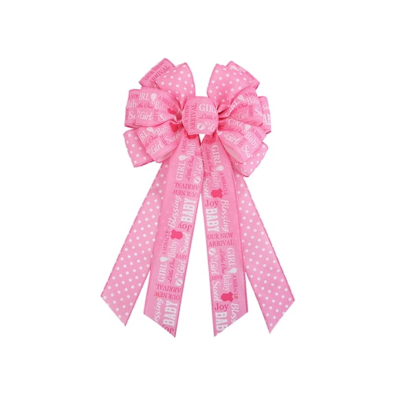 DefiDgd Buffalo Plaid Wired Edge Ribbon Bow,Wavy Pattern Burlap Fabric Craft Bow for Spring Holiday Party Tree Gift Wrapping Wreath Arrangement Decoration(Pink)