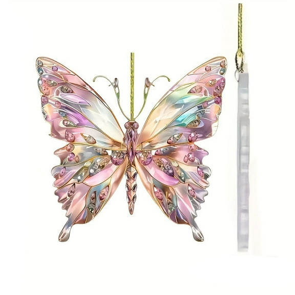 DefiDgd Butterfly Stained 2D Flat Glass Window Hanging Decoration,Colorful Suncatcher Butterfly Ornaments Window Wall Garden Decor Gift for Butterfly Lovers(C)