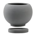 thumbnail image 1 of DefiDgd Ceramic Striped Round Planter With Drainage Tray,Minimalist Style Flower Pot for Succulent Plants Bouquet Floral Desktop Home Office Balcony Indoor Outdoor Garden Decor(Dark Gray), 1 of 6