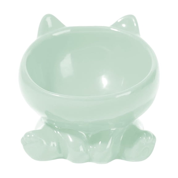 DefiDgd Ceramics Cat Bowl,No Spill Tilted Cat Water Bowl,Cat Design Round Food Bowl for Elder Big Cats and Small Dogs(C)