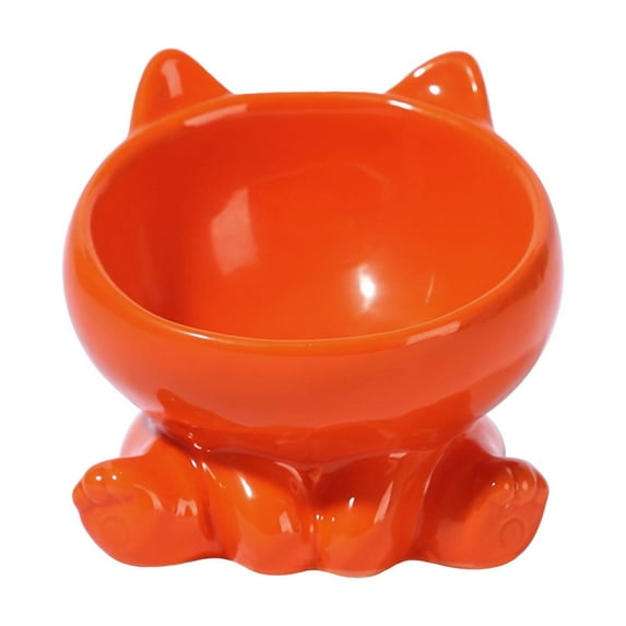 DefiDgd Ceramics Cat Bowl,No Spill Tilted Cat Water Bowl,Cat Design Round Food Bowl for Elder Big Cats and Small Dogs(D)