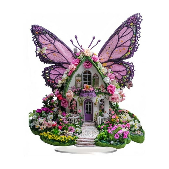 DefiDgd Christmas Colorful Acrylic Flower House Table Decoration,2D Flat Village Mini Winter Accessories Ornament for Xmas Desktop Home Table Room Holiday Decor