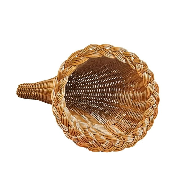 DefiDgd Christmas Cow Horn Shaped Woven Basket,Autumn Table Decoration Harvest Storage Basket for Thanksgiving Table Centerpieces Fall Party Decorations