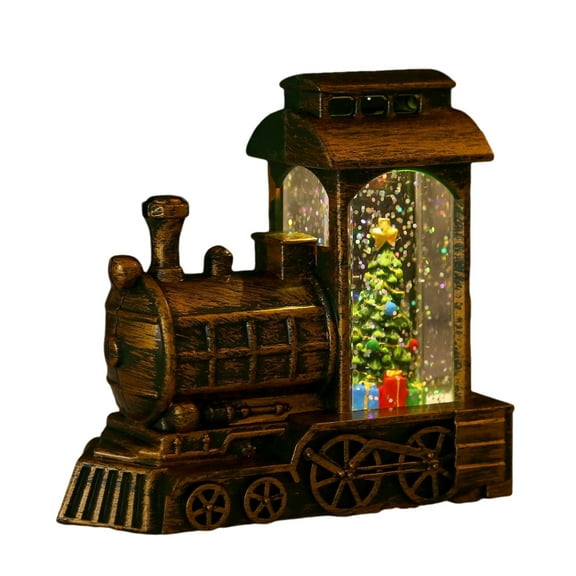 DefiDgd Christmas Crystal Ball Train Lantern,Water-filled Snow Globe Lantern for Christmas Home Decor Tabletop Decorative Gifts(A)