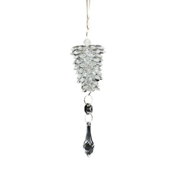 DefiDgd Christmas Crystal Style Clear Gradient Acrylic Pinecone Hanging Ornament for Christmas Tree Mantel Window Door Wall Holiday Party Home Decor