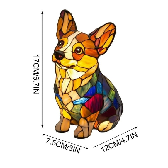 DefiDgd Christmas Cute Dog Night Light,Colorful Dog lamp,Stained Resin Cute Pet Dogs LED Table Lamp with Warm Ambient Glow,Fun Gift for Dog Lovers,Pet Themed Tabletop Decor(D)