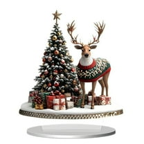DefiDgd Christmas Deer with Christmas Tree Tabletop Ornament,Festival Ornaments for Party Gifts Christmas Theme Decor(A)